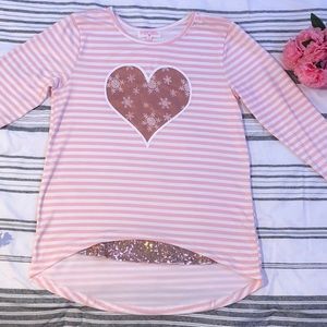 Girls long striped heart shirt